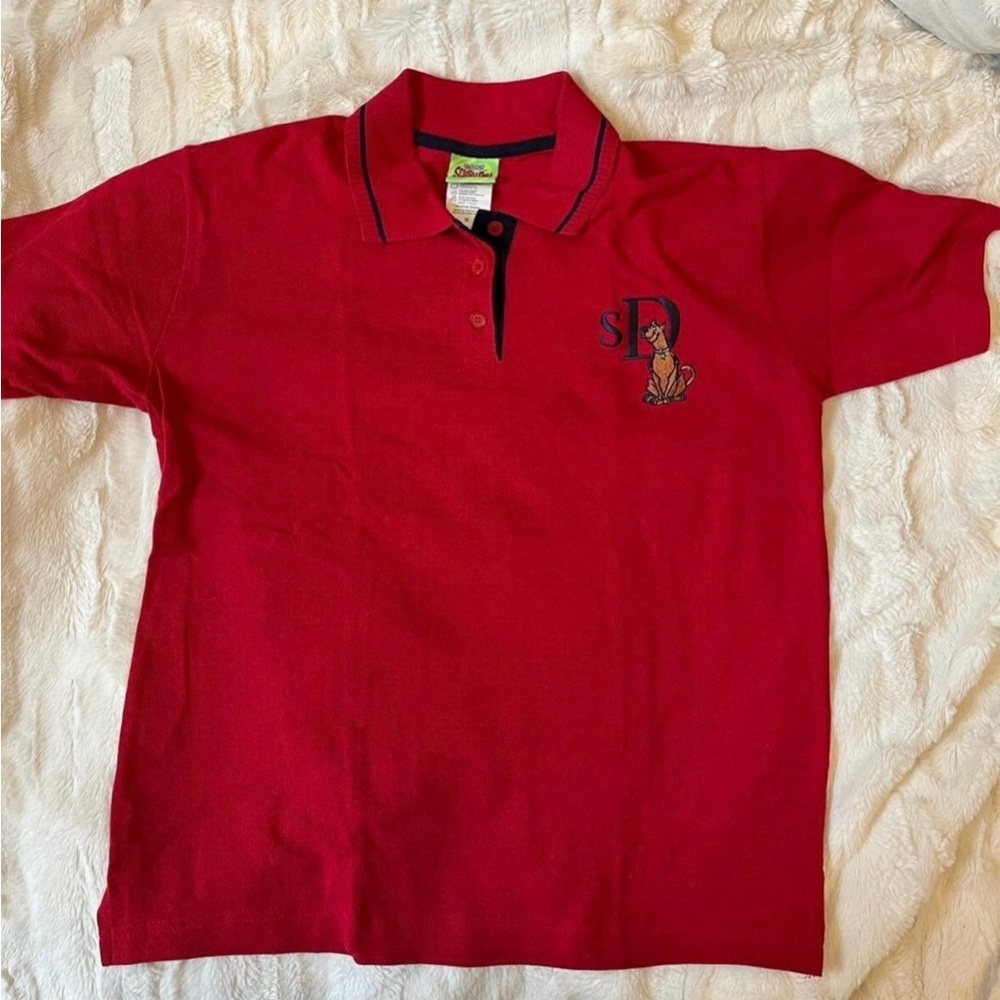 VINTAGE Scooby Doo Polo Shirt Mens Small Red Cartoon Network Golf Adult 90s